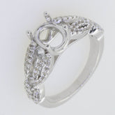 Sterling Silver Semi Mount Ring Setting Oval OV 8x6mm Halo Twisted Shank L552R55 - Syzjewelry